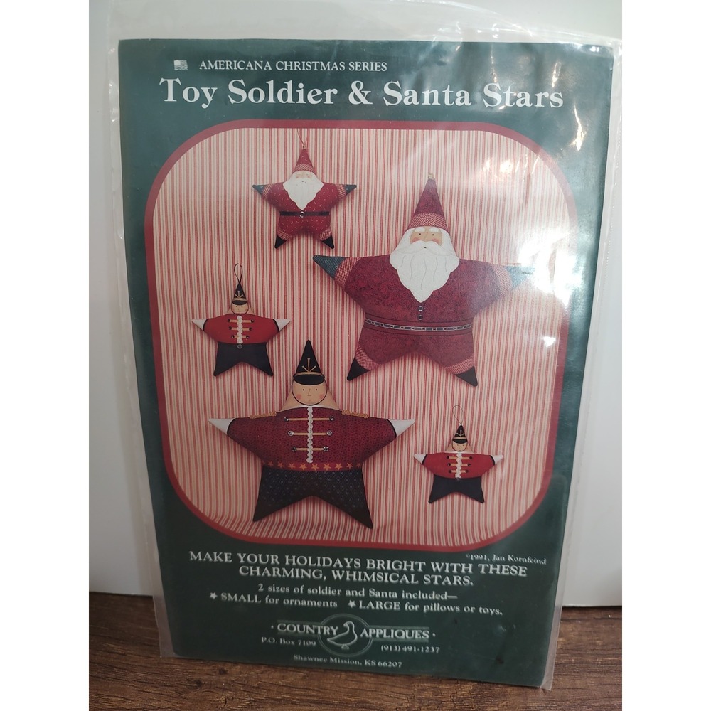 Country Applique Pattern Toy Soldier Santa Stars VINTAGE '91 Unused P109